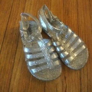 Girls Silver Glitter Sandals Size 8